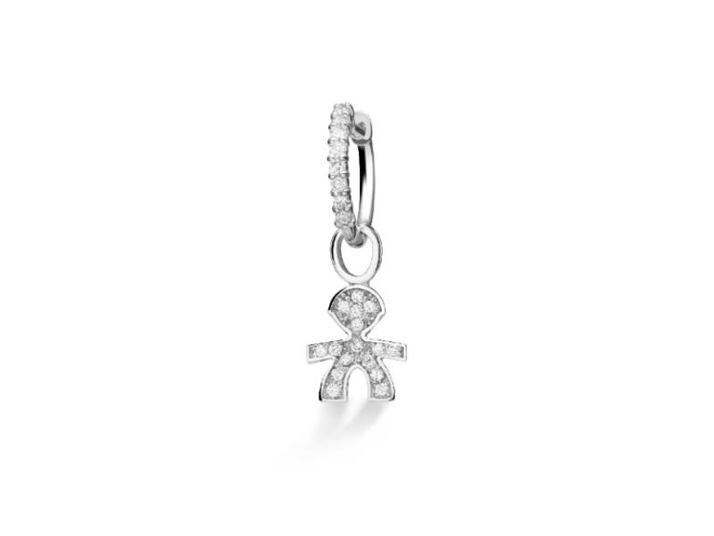 18 KT WHITE GOLD BOY MONO EARRING I PAVÉ  LE BEBE' LBB542